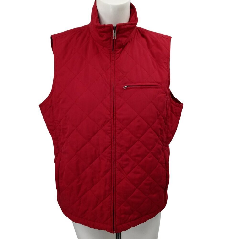Sundance Quilted Red Zip Mock Neck Vest Size L? Puffer Pockets Lightweight